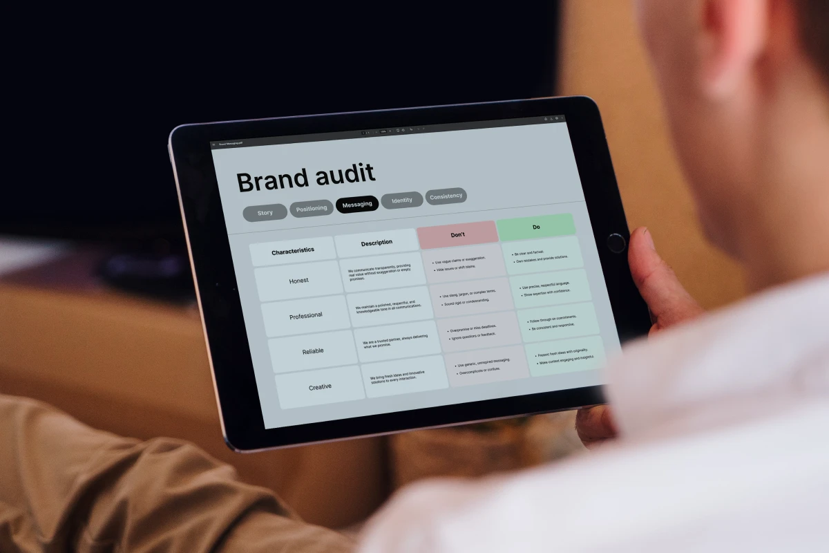 A brand audit open on a tablet
