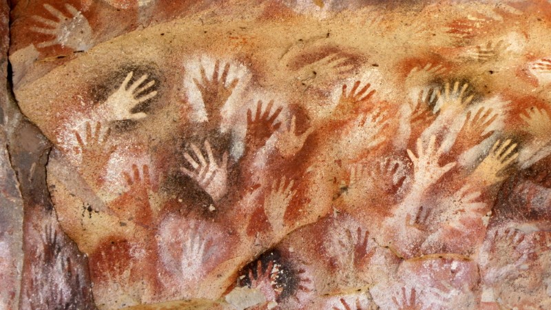 Cave painting of human hands
