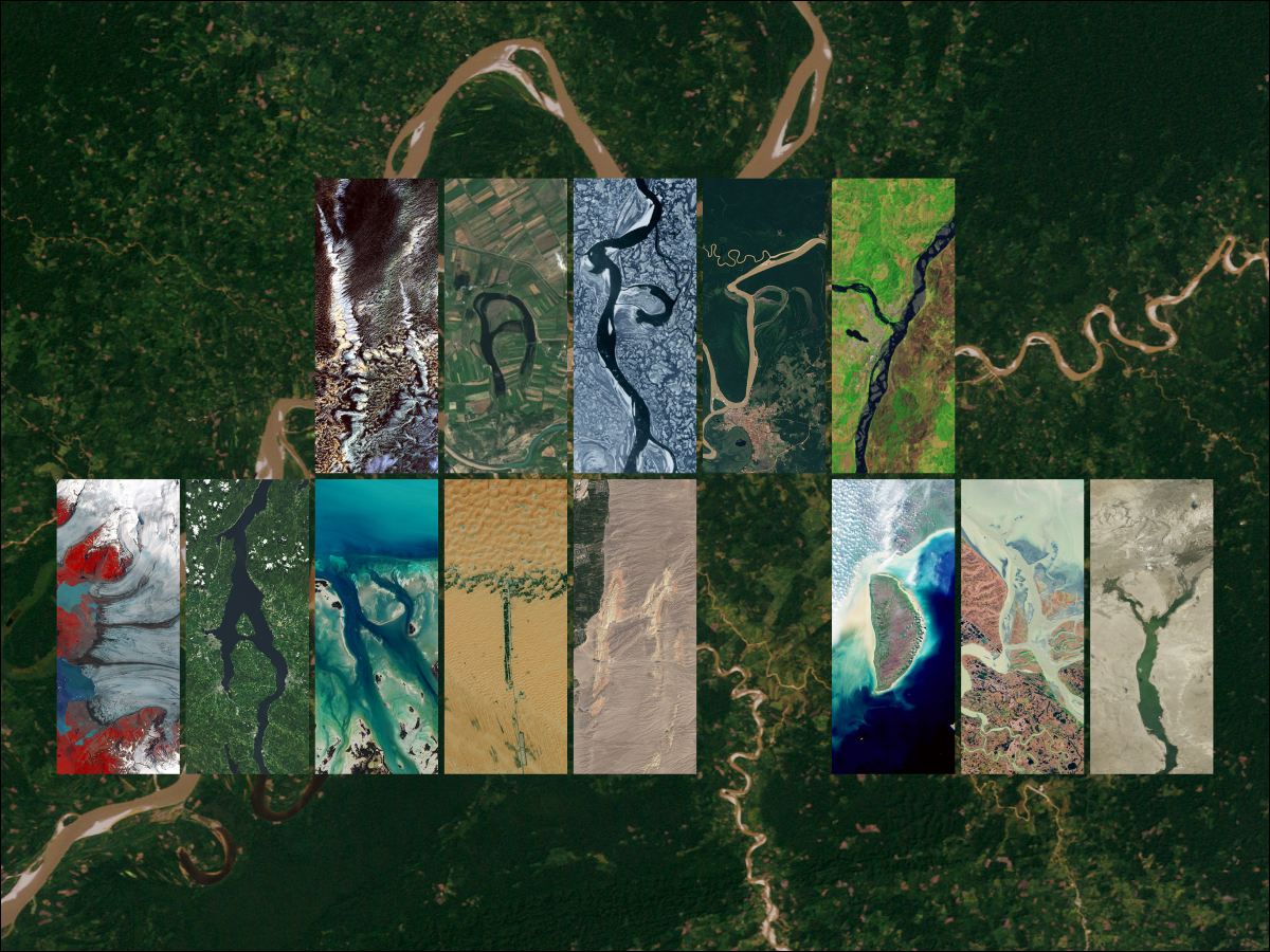 Happy earth day written with satellite images.