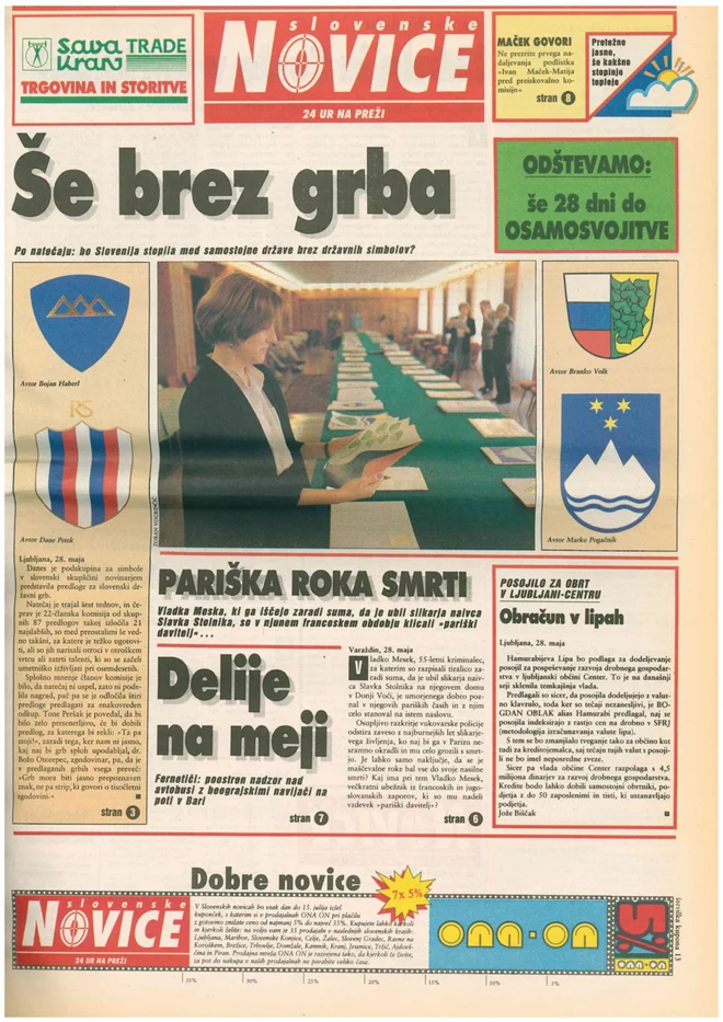 Slovenske novice z objavo natečaja